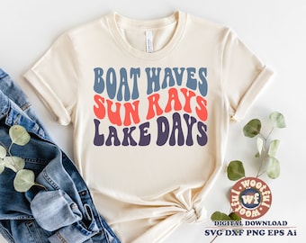 Boat Waves Sun Rays Lake Days SVG, Summer Vacation (Digital Download)
