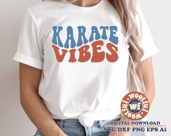 Karate Vibes svg, Karate Fan svg, Karate moeder svg, sport svg, Martial Arts svg, golvende gestapelde svg, Boho, Svg Dxf Eps Ai Png silhouet Cricut