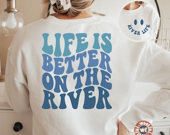 Life Is Better On The River Svg, Summer Svg, Vacation Svg, Wavy Letters Svg, River Life Svg, Svg Dxf Eps Ai Png Silhouette Cricut