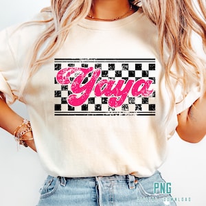 Yaya svg, Checkered Svg, Retro Yaya Svg, Grandma Svg, Yaya Life svg, Grandmother Svg, Yaya Retro Png, Svg Dxf Eps Ai Png Silhouette Cricut