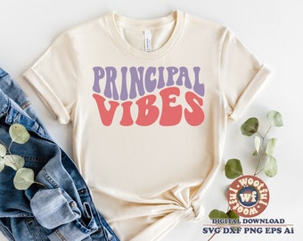 Principal Vibes svg, Principal svg, Back to School svg, Principal Appreciation svg, Wavy Letters svg, Svg Dxf Eps Ai Png Silhouette Cricut