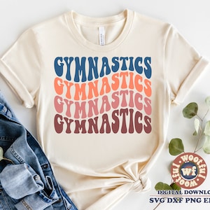 Gymnastics svg, Gymnastics Fan svg, Gymnastics mom svg, Wavy Letters svg, Gymnast svg, Tumbling, Svg Dxf Eps Ai Png Silhouette Cricut