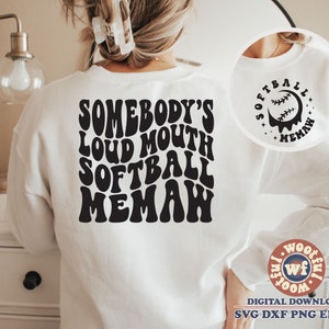 La boca ruidosa de alguien Softbol Memaw svg, Softbol Fan svg, Softbol Abuela svg, Letras Onduladas svg, Svg Dxf Eps Ai Png Silueta Cricut