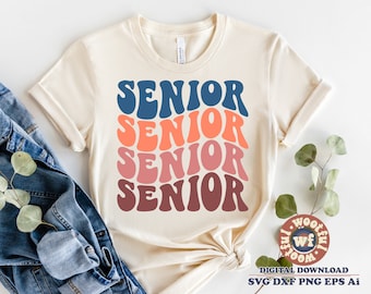 Senior svg, Senior Class svg, Graduate svg, Graduação svg, Último dia de aula svg, Letras onduladas svg, Dxf Eps Ai Png Silhouette Cricut