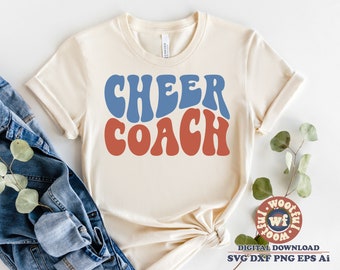 Cheer Coach svg, Cheerleading svg, Cheer vibes, Cheer trainer svg, Wavy Letters svg, Cheerleader svg, Svg Dxf Eps Ai Png Silhouette Cricut
