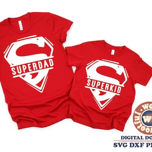 Superdad & Superkid Svg, Vater und Sohn passende Svg, Papa und Sohn Svg, Vatertag Svg, Familie, Svg Dxf Eps Ai Png Silhouette Cricut