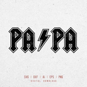 Rock Papa svg, Rock n Roll svg, Papá svg, Padre svg, Día del padre svg, Rayo cae svg, Svg Dxf Eps Ai Png Silueta Cricut