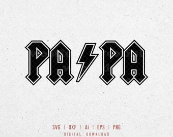 Rock Papa svg, Rock n Roll svg, Dad svg, Father svg, Father's day svg, Lightning Strikes Bolt svg, Svg Dxf Eps Ai Png Silhouette Cricut