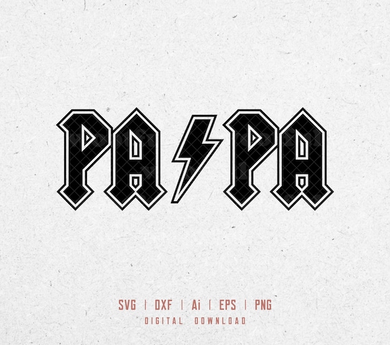 Rock Papa svg, Rock n Roll svg, Dad svg, Father svg, Father's day svg, Lightning Strikes Bolt svg, Svg Dxf Eps Ai Png Silhouette Cricut