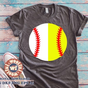 Split Baseball and Softball svg, Softball Fan svg, Baseball svg, Softball mom svg, Game Day svg, Svg Dxf Eps Ai Png Silhouette Cricut