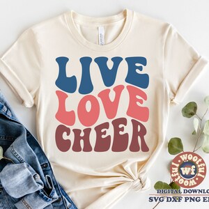 Live Love Cheer svg, Cheer mom svg, Cheer Vibes svg, Wavy Letters svg, Cheer Fan svg, Cheerleader svg, Svg Dxf Eps Ai Png Silhouette Cricut