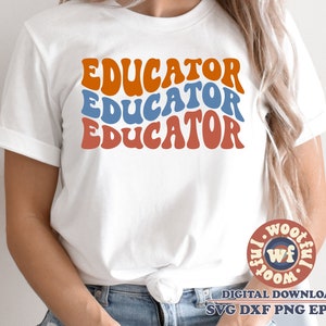Erzieher svg, gewellte gestapelte Buchstaben svg, Zurück zur Schule svg, Boho svg, Retro svg, Vintage svg, Lehrs svg, svg Dxf Eps Ai Png Sublimation
