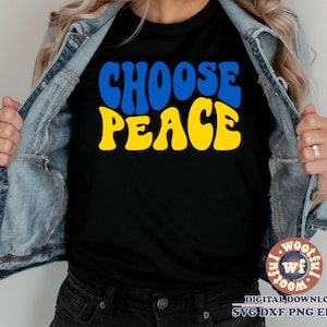 Kies vrede SVG, Peace Support SVG, ik kies vrede SVG, golvend gestapeld SVG, vrede SVG, Groovy Peace SVG, SVG DXF EPS AI PNG silhouet Cricut