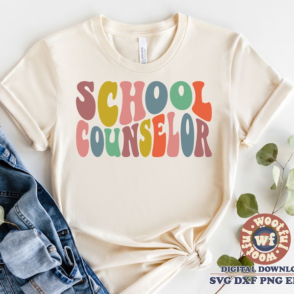 School Counselor svg, Counselor svg, Teaching svg, Back to School svg, Wavy Stacked svg, Boho svg, Svg Dxf Eps Ai Png Silhouette Cricut