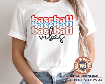 Baseball Vibes svg, Baseball Fan svg, Baseball svg, Baseball mom svg, Sports svg, Game Day svg, Svg Dxf Eps Ai Png Silhouette Cricut