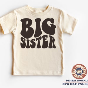 Große Schwester svg, Big Sis svg, Kinder svg, Kinder svg, Mädchen svg, Familien svg, gewellte Buchstaben svg, svg Dxf Eps Ai Png Silhouette Cricut