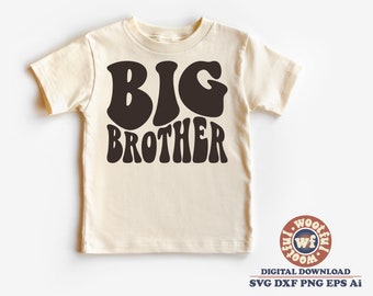 Big Brother svg, Big Bro svg, Kids svg, Children svg, Boys svg, Family svg, Wavy Letters svg, Svg Dxf Eps Ai Png Silhouette Cricut