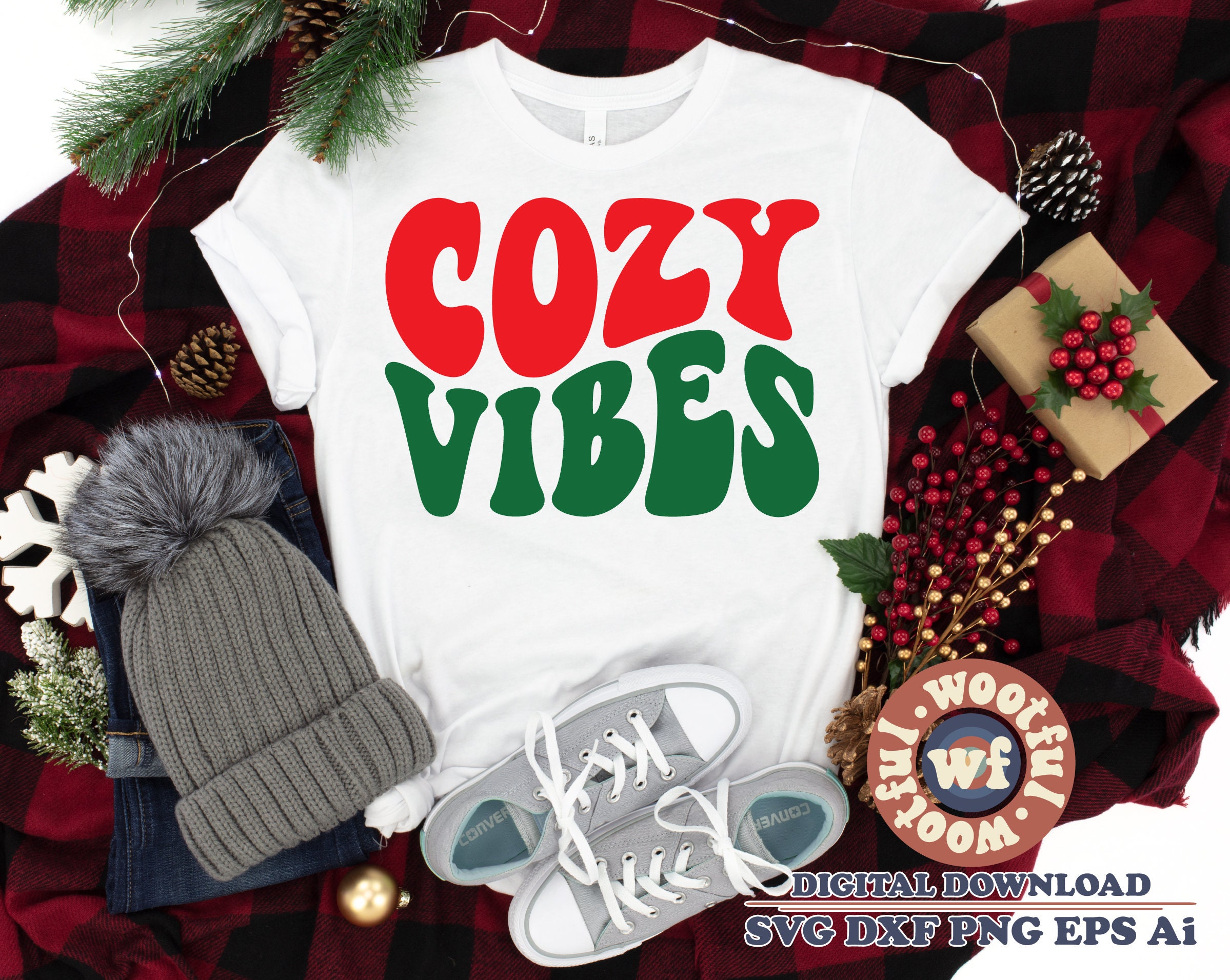 Cozy Vibes svg, Herbst svg, Herbst svg, Weihnachtss svg, Winter svg, Feiertage svg, Wavy Stacked svg, Retro svg, svg Dxf Eps Ai Png Sublimation