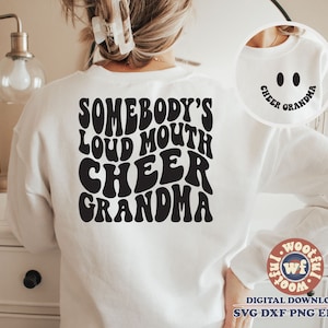 La boca ruidosa de alguien anima a la abuela svg, Cheer Fan svg, Cheer Grandmother svg, Letras onduladas svg, Svg Dxf Eps Ai Png Silhouette Cricut