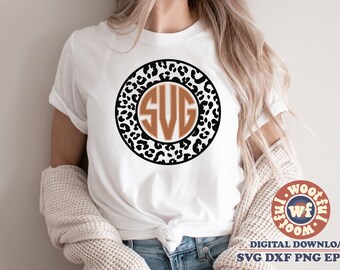 Leopard Print Circle Monogram Frame SVG (Digital Download)