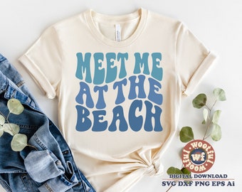 Encuéntrame en la playa svg, Verano svg, Beach Vibes svg, Vacation svg, Wavy Letters svg, Beach Life svg, Svg Dxf Eps Ai Png Silhouette Cricut
