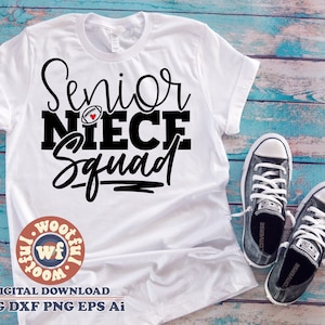 Svg senior football nièce Squad, fan de football, svg l'obtention du diplôme, football nièce svg, senior famille, Svg Dxf Eps Ai Png Silhouette Cricut