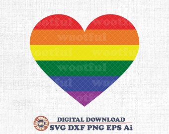 Rainbow Heart SVG, LGBTQ Pride Queer Flag (Digital Download)