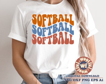 Softball svg, Softball Fan svg, Softball Vibes svg, Softball mom svg, Wavy Stacked svg, Game Day svg, Svg Dxf Eps Ai Png Silhouette Cricut