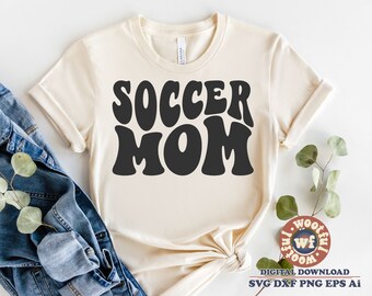 Soccer Mom svg, Soccer Mother svg, Soccer Fan svg, Soccer Mama svg, Wavy Letters svg, Mom svg, Svg Dxf Eps Ai Png Silhouette Cricut