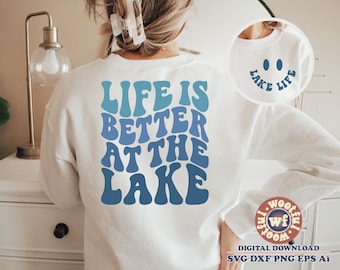 Life Is Better At The Lake svg, Summer svg, Vacation svg, Wavy Letters svg, Lake Life svg, Svg Dxf Eps Ai Png Silhouette Cricut