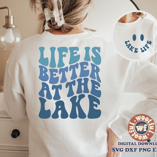 Life Is Better At The Lake svg, Summer svg, Vacation svg, Wavy Letters svg, Lake Life svg, Svg Dxf Eps Ai Png Silhouette Cricut