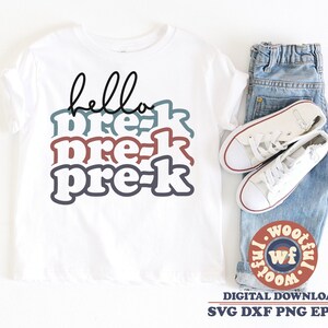 Hello Pre-K svg, Pre-K svg, Stacked svg, Preschool svg, Back to School svg, Teacher svg, Svg Dxf Eps Ai Png Silhouette Cricut