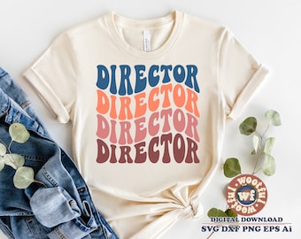 Director svg, School Director svg, Back to School svg, Teaching svg, Wavy Letters svg, Educator svg, Svg Dxf Eps Ai Png Silhouette Cricut