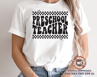Svg enseignant d'âge préscolaire, svg de maternelle, retour à l'école svg, svg appréciation des enseignants, svg lettres ondulées, Svg Dxf Eps Ai Png Silhouette Cricut