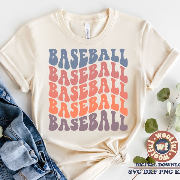 Baseball svg, Baseball Fan svg, Baseball Vibes svg, Baseball Mom svg, Wavy Letters svg, Game Day svg, Svg Dxf Eps Ai Png Silhouette Cricut