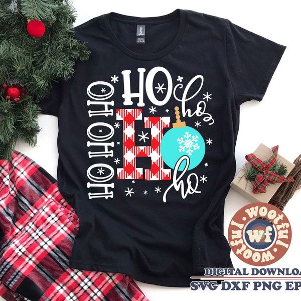 Ho Ho Ho svg, Merry and Bright svg, Merry Christmas svg, Winter svg, Holiday svg, Buffalo Plaid svg, Svg Dxf Eps Ai Png Silhouette Cricut