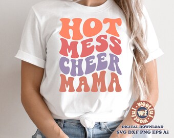 Het röra Cheer Mama svg, Cheer Mother svg, Cheer Fan svg, Cheer Mom svg, Vågiga bokstäver svg, Cheer svg, Svg Dxf Eps Ai Png Silhuett Cricut