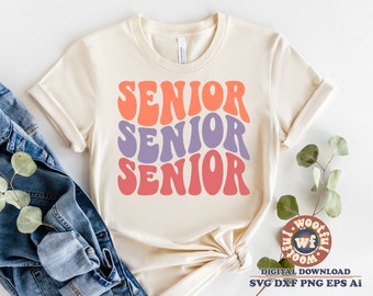 Senior svg, Senior Class svg, Graduate svg, Graduation svg, Last Day of School svg, Wavy Letters svg, Dxf Eps Ai Png Silhouette Cricut