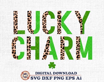 Lucky Charm svg, St Patrick's day svg, Irish svg, St Paddy's Day svg, Clover svg, Half Leopard svg, Svg Dxf Eps Ai Png Silhouette Cricut