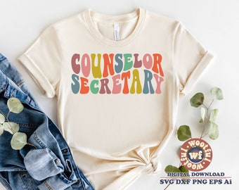 Counselor Sekretärin svg, Sekretärin svg, Sekretärin Wertschätzung svg, Verwalterin, wellige Buchstaben svg, svg Dxf eps ai Png Silhouette Cricut