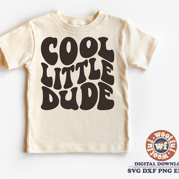 Cool Little Dude svg, Cool Kiddo svg, Cool Dude svg, Baby Boy svg, Boys svg, Wavy Stacked Letters svg, Svg Dxf Eps Ai Png Silhouette Cricut