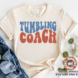 Tumbling Coach svg, Gymnastik svg, Tumbling svg, Cheerleader svg, Cheer svg, wellige Buchstaben svg, svg Dxf Eps Ai Png Silhouette Cricut