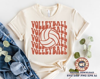 Volleyball svg, Volleyball Fan svg, Volleyball mom svg, Sports svg, Wavy Letters svg, Game Day svg, Svg Dxf Eps Ai Png Silhouette Cricut