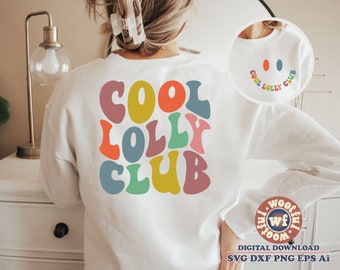 Coole Lolly Club svg, Lolly svg, Oma svg, Lolly Life svg, Großmutter svg, Wellenförmige Buchstaben svg, svg Dxf Eps Ai Png Silhouette Cricut
