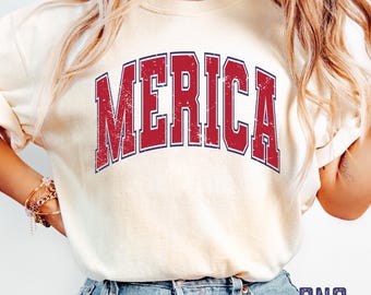Merica PNG, Retro America Svg, 4th of july Woman Svg, Varsity png, America Svg, America T-shirt design DTF, DTG, America Sublimation Design