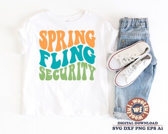 Spring Fling Security svg, Spring svg, Boys Spring svg, Wavy Letters svg, Easter svg, Boho Spring svg, Svg Dxf Eps Ai Png Silhouette Cricut