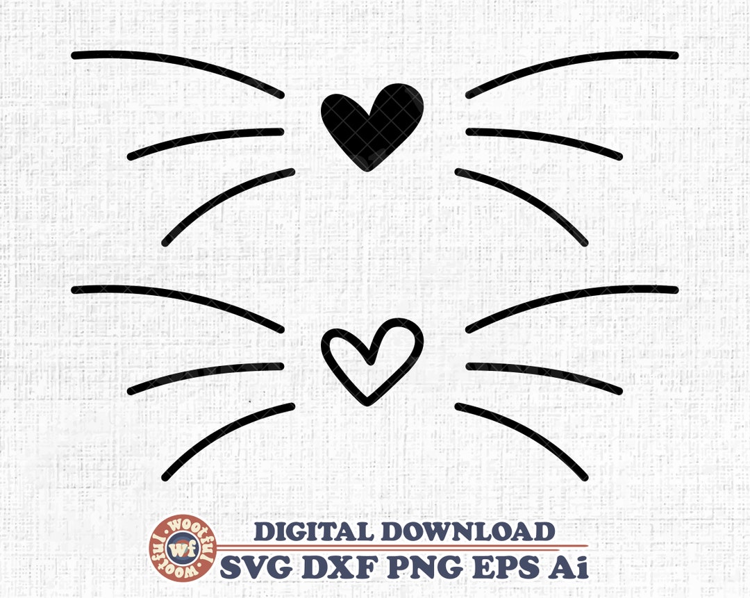 Cat Nose and Whiskers Svg, Cats Svg, Cat Lover Svg, Heart Svg, Cat Mom ...