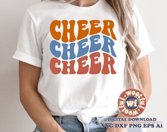 Cheer svg, Cheer Vibes svg, Wavy Stacked svg, Cheer mom svg, Cheer Fan svg, Cheerleader svg, Boho svg, Svg Dxf Eps Ai Png Silhouette Cricut