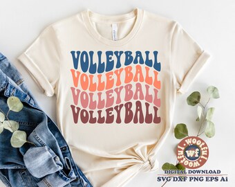 Volleyball svg, Volleyball Fan svg, Volleyball mom svg, Sports svg, Wavy Letters svg, Game Day svg, Svg Dxf Eps Ai Png Silhouette Cricut