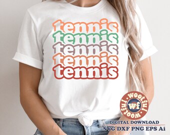 Retro Stacked Tennis SVG, Game Day, Fan Design (Digital Download)
